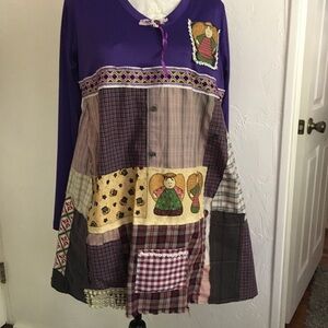 Handmade Patchwork Tunic Dress Purple Large
